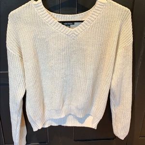 White long sleeve Gold glitter knit sweater